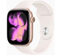 Apple Watch Series 11 GPS 46mm Boitier en Aluminium Or Rose avec Bracelet Sport Rose Tendre M/L
