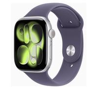 Apple Watch Series 11 GPS 46mm Boitier en Aluminium Argent avec Bracelet Sport Brume Violette S/M