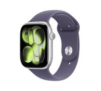 Apple Watch Series 11 GPS, Boîtier en Aluminium Argent 46 mm, Bracelet Sport Brume Violette - M/L