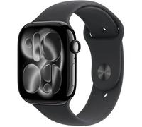 Apple Watch Series 11 GPS + Cellular 46mm Boitier en Aluminium Noir de Jais avec Bracelet Sport Noir M/L