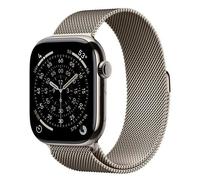 Apple Watch Series 11 GPS + Cellular 46mm Boitier en Titane Naturel avec Bracelet Milanais Naturel S/M