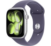 Apple Watch Series 11 GPS + Cellular - 46mm - Boîtier Silver Aluminium - Bracelet Purple Fog Sport Band - S/M