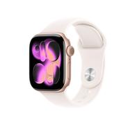 Apple Watch Series 11 GPS 42mm Boitier en Aluminium Or Rose avec Bracelet Sport Rose Tendre - S/M