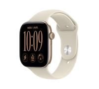 Apple Watch Series 12 GPS + Cellular, Boîtier en Aluminium Or Clair de 46mm | Bracelet Sport sable - S/M. Santé + Fitness + Suivi du sommeil, Fréquence cardiaque, Sécurité