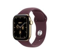 Apple Watch Series 12 GPS + Cellular, Boîtier en Titane Or Brillant de 42mm | Bracelet Sport bourgogne - S/M. Santé + Fitness + Suivi du sommeil, Fréquence cardiaque, Sécurité
