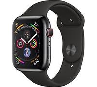 Apple Watch Series 4 44 mm boîtier en acier inoxydable noir sidéral avec Bracelet Sport noir [Wifi+ Cellular] Reconditionné Très bon état