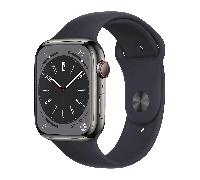 Apple Watch Series 8 4G 45mm acier inoxydable Case avec bracelet en silicone - Graphite inoxydable acier / Noir silicone / Excellent état