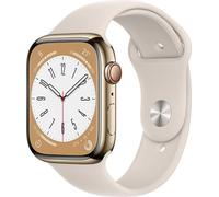 APPLE Watch Series 8 GPS + Cellulaire Boîtier en acier inoxydable 45mm avec bracelet sport Starlight