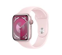 Apple Watch Series 9 (45 mm GPS + Cellular) Smartwatch avec boîtier Aluminium Rose et Bracelet Sport Rose pâle (M/L). Suivi de l’activité Physique, apps Oxygène sanguin et ECGrésistance à l’Eau