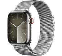 Apple Watch Series 9 (GPS + Cellular) 41mm en acier inoxydable argenté avec bracelet milanais argenté | MRJ43QF/A