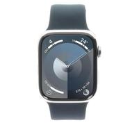 Watch Series 9 GPS + Cellulaire, boitier en Acier de 45 mm avec boucle en caoutchouc M/L, Argent