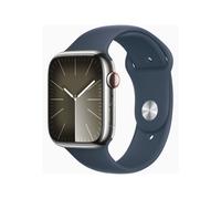 Apple Watch Series 9 GPS+ Cellular 45 mm boîtier en acier inoxydable Sport Band Storm Blue