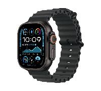 Apple Watch Ultra 2 49mm Titanium Black avec bracelet en silicone - Fluoroélastomère / Noir océan bracelet (Taille unique) / Neuf