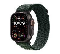 Apple Watch Ultra 2 49mm Titanium Black avec bracelet en silicone - Textile / Vert alpin boucle foncé (S) / Excellent état