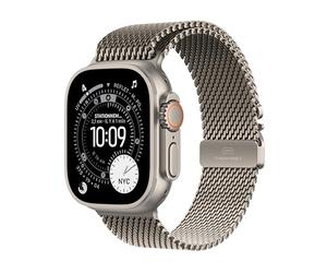 Apple Watch Ultra 3 [GPS + Cellular 49 mm] Montre connectée Course à Pied et Multisport avec boîtier Titane Naturel et Bracelet Milanais Naturel. Communications Satellite, Suivi santé et activité