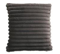 Appletree - Coussin en Fausse Fourrure Anthracite (43 x 43 cm) - Fausse Fourrure de Lapin Super Douce - Doublure - Rayures Grises