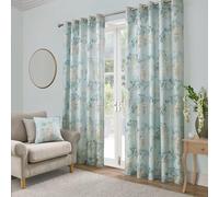 Appletree Dreams & Drapes Lot de 2 Rideaux à œillets Motif Floral Bleu Canard pour Chambre à Coucher et Salon - 168 x 137 cm (l x L)