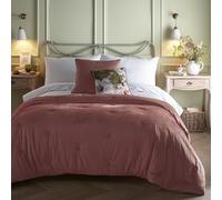 Appletree Heritage Couvre-lit en Velours Rose 100% Polyester, 150 x 220 cm, matelassé, uni, avec Motif Floral au Revers