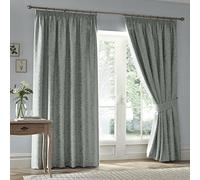 Appletree Heritage Worcester Paire de Rideaux plissés Jacquard avec embrasses Vert 168 x 229 cm