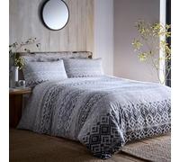 Appletree Housse de Couette 2 Places 200x200 cm Gris Tribal Doux 100% Coton brossé 2 taies d'oreiller Motifs Ethniques Géométrique Ganado Chinle