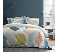 Appletree - Housse de Couette Aquarelle Blanche - Lit Double (200 x 200 cm) - Parure de lit Blanche Unie et Peinture Arc-en-Ciel - 100% Coton Doux - Design réversible - Housse de Couette Paint Dye -