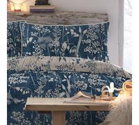 Appletree - Housse de Couette Bleu Prairie Florale - Lit 2 Personnes (200x200cm) - 100% Coton Naturel - 2 Taies d'oreiller - Inverses Couleurs - Parure de lit Naturelle avec Fleurs - Parure de lit