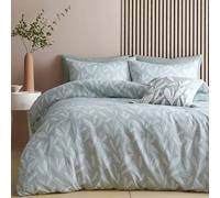 Appletree - Housse de Couette Jacquard Vert Menthe - Lit Double (200 x 200 cm) - Polyester recyclé Durable - 2 taies d'oreiller - Literie Feuilles Blanches en Vert - Parure de lit à Motif Floral Vert