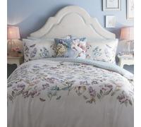 Appletree - Housse de Couette Motif Floral et Papillon Bleu Canard - Lit Super King Size (260 x 220 cm) - 200 Fils au Pouce carré - 100% Coton - Motifs réversibles - 2 taies d'oreiller - Literie à