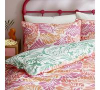 Appletree - Housse de Couette Rose Feuilles Tropicales - Lit Simple (140x200cm) - 100% Coton - Réversible 2 Couleurs - 1 Taie d'oreiller - Parure de Lit Jungle Verte - Feuilles de Palmier Tropicales