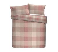 Appletree Hygge Parure de lit 100% Coton brossé, King Size 230 x 220 cm, Naturel, Motif à Carreaux, 2 taies d'oreiller