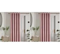 Appletree Laurence Llewelyn-Bowen Montrose Rideau œillets Velours Rose pâle - 168 x 214 cm - 1 Panneau - Thermique insonorisant - Doux Blush - Chambre à Coucher Salon (Lot de 2)