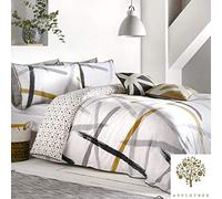 Appletree Leda-100, 100% Coton, Gris et Ocre, Parure de lit Simple