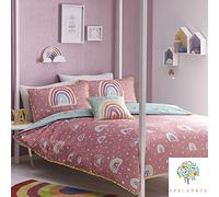 Appletree Rainbow Pom-Parure de lit, Coton, Rose, Double