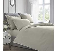 Appletree Parure de lit argentée - King Size (230 x 220 cm) - 100% Coton 200 Fils au Pouce carré - 2 taies d'oreiller - Style hôtel de Luxe avec Bords passepoilés - Parure de lit Douce Grise