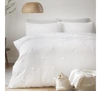 Appletree Parure de lit Double avec 2 taies d'oreiller | Blanc à Pois Blancs | 100% Coton Super Doux (200 x 200 cm)