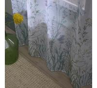 Appletree Voilage Simple Prairie pour fenêtres - 140 x 137 cm (l x L) - Rideau en Voile pour Chambre/Salon - Voilage Floral Blanc