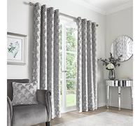 Appletree Worcester Collection Worcester Rideaux Jacquard argentés à œillets pour Chambre à Coucher et Salon Gris Clair 117 x 183 cm