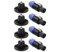 ApplianPar Lot de 4 connecteurs de câble Speakon 4 pôles audio connecteur de haut-parleur Twist Lock et support rond sur panneau femelle 4 broches pour Neutrik Speakon NL2FC, NL4FC, NL4FX, NLT4X