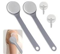 Applicateur Creme Dos, Applicateur de Lotion Éponge à Long Manche pour le Dos, 2 PCS Applicateurs de Crème Solaire avec 2 Crochets Auto-Adhésifs, Lotion Applicator for Back, Brosse Corps, 28.5cm Gris