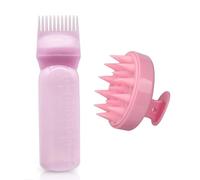 Applicateur de Bouteille de Teinture,Brosse Massage Cuir Chevelu + Bouteille Peigne Racine avec Graduée Brosse Shampoing Massage pour la Coloration Applicateur De Bouteille À Cheveux Avec Pinceau