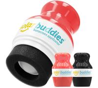 Applicateur de crème solaire Solar Buddies - Lot de 2 - Rechargeable sans BPA à bille & éponge - Pour crème solaire et lotions - Enfants, adultes, familles - 100 ml (Full Red Full Black)