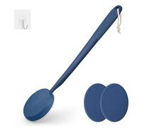 Applicateur de Lotion pour le Dos, Long Manche en Plastique pour Crème Hydratante, Autobronzant, Écran Solaire, Pommade, Applicateur de Dos pour Personnes Âgées avec 3 Tampons Lavables (bleu)