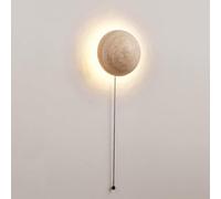 Application de Lampe Murale en Pierre Moderne avec Interrupteur de Cordon de Traction Lumière Murale de Chevet intérieure 5,9 Pouces Round Yellow Trvertin Murce Murce 7W LED Chaud LEIL Mont Mur pour