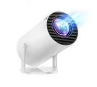 Applications intégrées et mini projecteur Android 14.0 portable 30 000 lux 4K pris en charge rotation à 180 ° et e voûte automatique, compatible avec TV Stick/Windows/iOS/Android/HDMI/USB (blanc