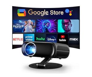 [Applications intégrées/Google TV] Projecteur intelligent 4K compatible avec WiFi et Bluetooth, GoogIe Voice, Zoom & Keystone, Support 180°, HDR10, Goiaey C26 Mini Projecteur Portable pour une