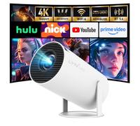 Applications intégrées Mise à niveau 2025 Projecteur intelligent avec Wi-Fi6&Bluetooth5.4, prise en charge 1080P 4KHD Full Correction automatique du keystone 360° mini cinéma portable pour iOS/Android