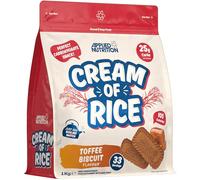 Applied Nutrition Complément de Crème de Riz, Crème de Riz pour Entraînement Riche en Glucides, Source d'Énergie pour Collation, Facile à Digérer, Vegan (1kg, Toffee Biscuit)