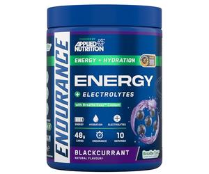 Applied Nutrition Endurance Energy + Electrolytes, Cassis, 500g, 48g Glucides, 10 Portions, Vegan, Énergie et Hydratation