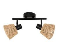Atmosphera - Applique murale/plafonnier Myha - 2 lampes métal et corde beige 28x15 cm