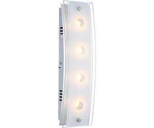 Applique 4 flammes applique chromée lampe de salon lampe de couloir verre partiellement satiné, interrupteur, 4x LED 5W 200Lm blanc chaud, LxPxH 33x9x6,5 cm